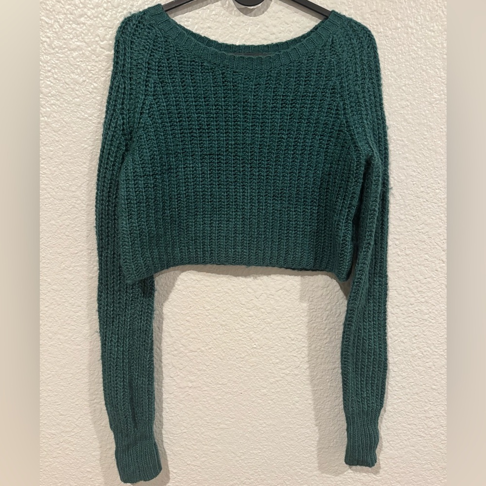 Kimchi Teal Crew Neck Crop Sweater